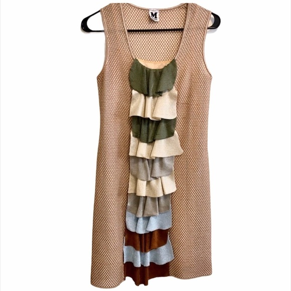 Missoni Gold Metallic Shift Ruffle Dress